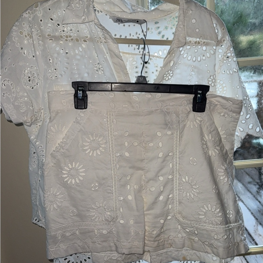 White Eyelet Embroidered Women's Top